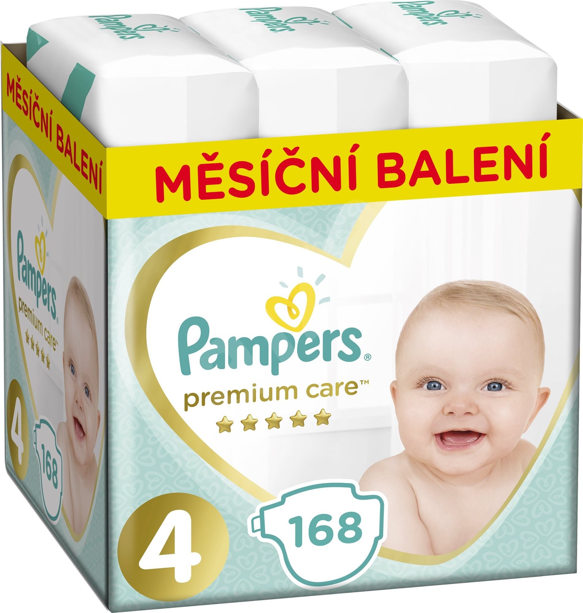 PAMPERS Premium Care 4 MAXI 168 ks (9-14 kg) MĚSÍČNÍ ZÁSOBA – jednorázové pleny - obrázek 1