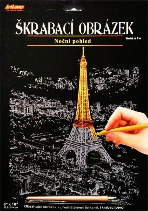 ARTLOVER Škrabací obrázek (zlatý) - Noční pohled na Eiffelovu věž - obrázek 1