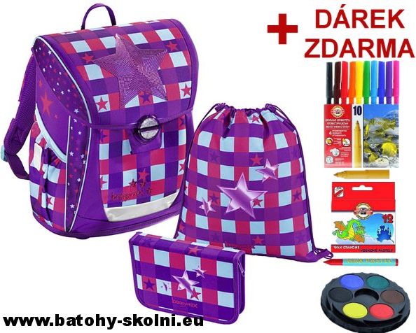 Školní aktovka Pink Star 3 dílný set Baggymax Fabby - Doprava Zdarma - obrázek 1