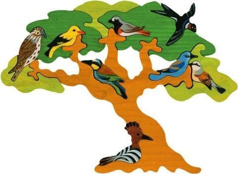 FAUNA Dřevěné puzzle Ptačí strom: Stěhovaví ptáci - obrázek 1