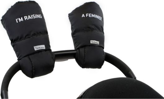 7AM Enfant Rukavice na kočárek WarMMuff Feminist Black Plush - obrázek 1