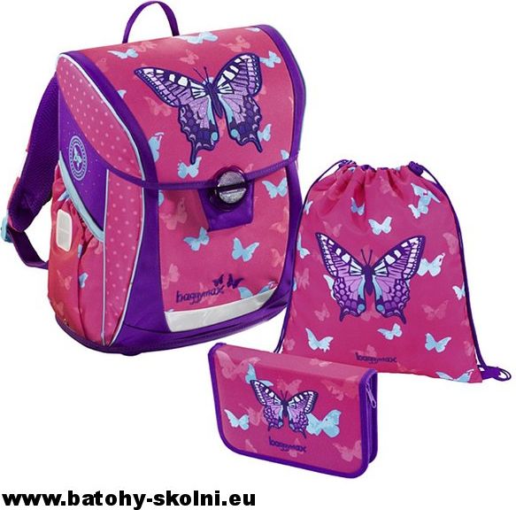 Školní aktovka 3 dílný set Motýl Baggymax Fabby - Doprava Zdarma - obrázek 1