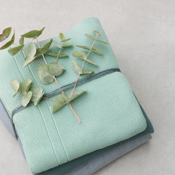 NOPPIES Deka U Baby bed knit Nola 120x120 cm Grey Mint - obrázek 2