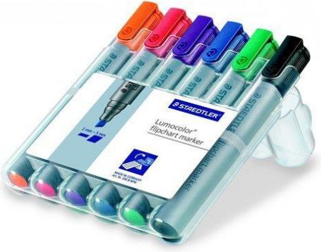 Popisovač na flipchart "Lumocolor 356 B", sada, 6 barev, klínový hrot, STAEDTLER, set 6 ks - obrázek 1