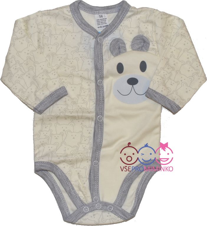 Kojenecké celopropínací body, Zuzia, Medvídek 3D, béžové vel.62 - obrázek 1