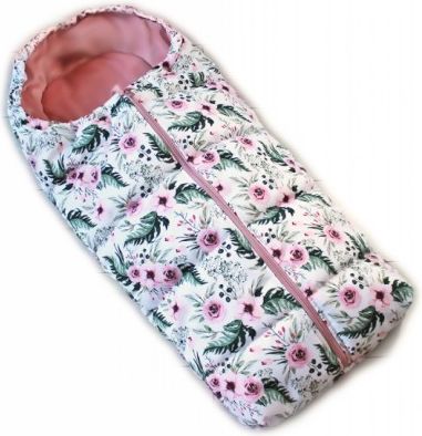 Dětský fusak Baby Nellys ARTIC LUX velvet, 95 x 45 cm - květinky/růžový - obrázek 1