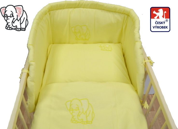 Luxusní povlečení do postýlky s mantinelem, Dětský svět, Vafle, žluté s kočičkou - obrázek 3