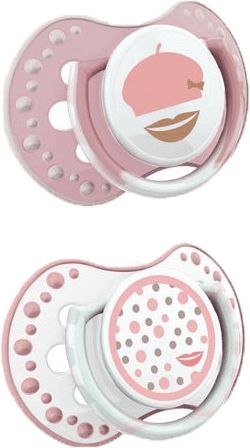 LOVI Dudlík silikonový dynamický RETRO 6-18m 2ks růžová - obrázek 1