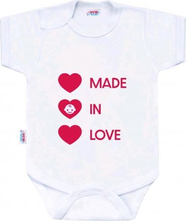 Body s potiskem New Baby MADE IN LOVE, Dle obrázku, 74 (6-9m) - obrázek 1