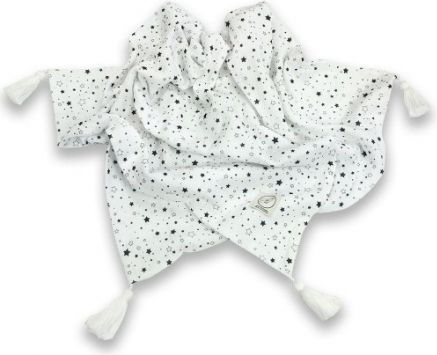 Cosy Cott Dětská mušelínová zavinovací dečka 65x100 cm Hvězdičky - bílá - obrázek 1