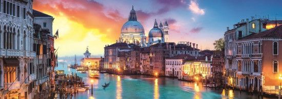 TREFL Panoramatické puzzle Kanál Grande, Benátky 1000 dílků - obrázek 1