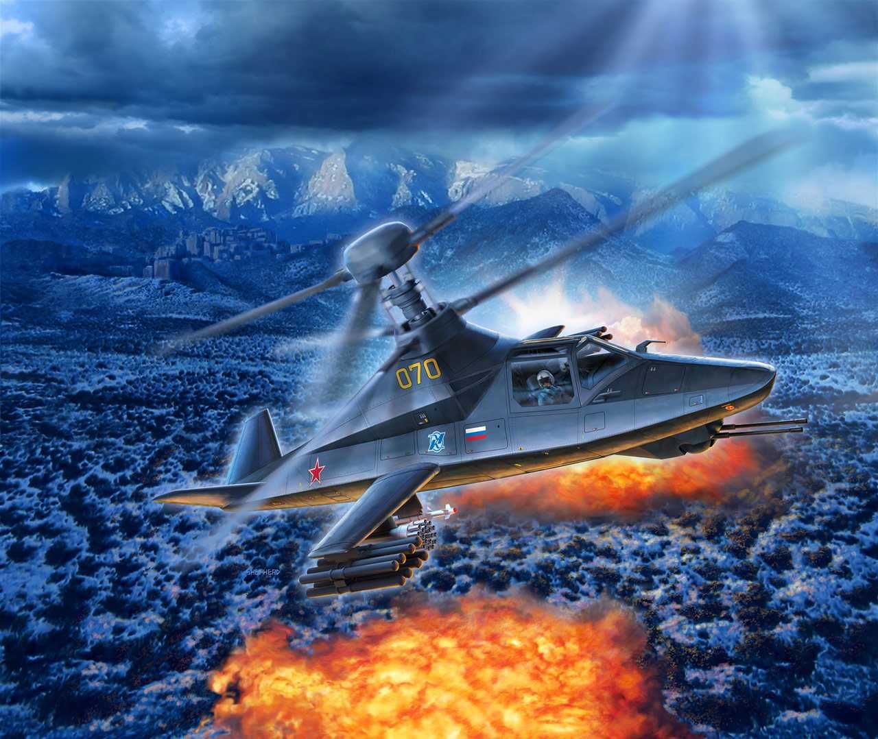 REVELL ModelSet vrtulník 63889 - Kamov Ka-58 Stealth (1:72) - obrázek 8