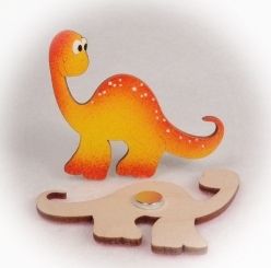 ČESKÁ DŘEVĚNÁ HRAČKA Dřevěné magnetky - Brontosaurus - obrázek 3