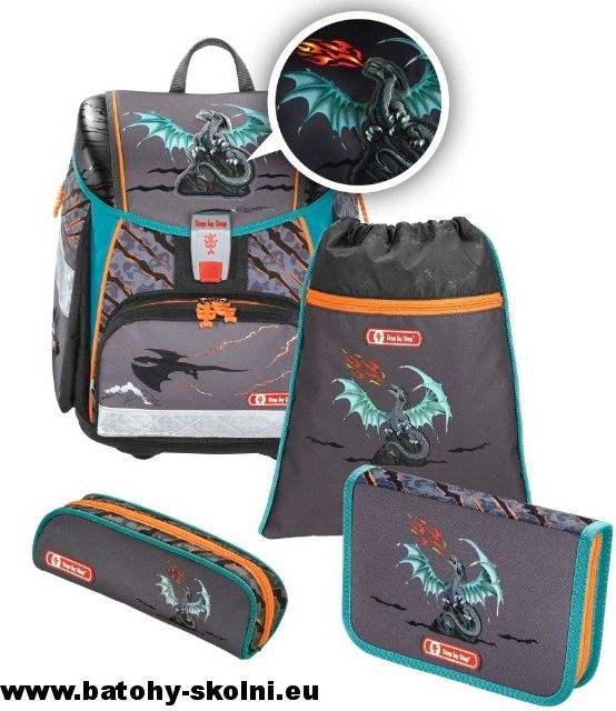 Školní aktovka Drak Hama TOUCH2 Flesch 4-dílný set Step by Step - obrázek 2