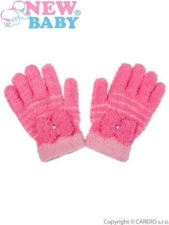 Dětské zimní froté rukavičky New Baby růžové, Růžová, 110 (4-5r) - obrázek 1