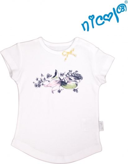 Nicol Kojenecké bavlněné tričko Nicol, Mořská víla - krátký rukáv, bílé, vel. 80 80 (9-12m) - obrázek 1