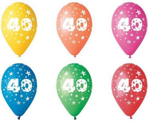 Balónek, s číslem 40, 26 cm, bal. 5 ks - obrázek 1