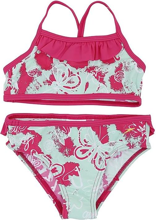 Dívčí dvoudílné plavky Speedo Essential 2p - pink/green 92 - obrázek 1