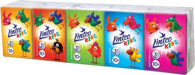 Papírové kapesníky Linteo Kids mini 10x10ks bílé 3-vrstvé Dle obrázku - obrázek 1