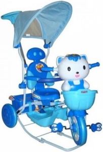 Dětská multifunkční tříkolka Euro Baby Kočička - modrá - obrázek 1
