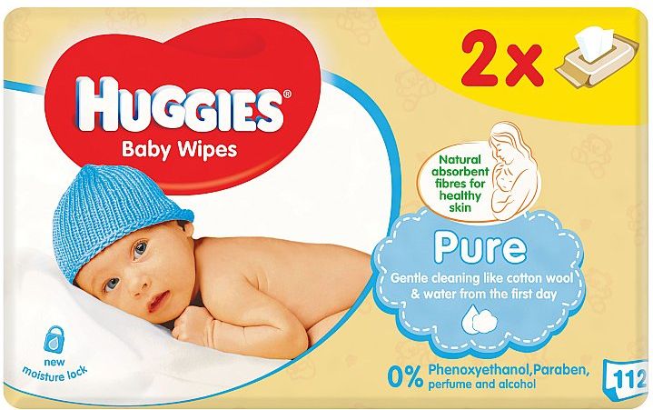 Huggies Pure dětské ubrousky Duo 2 x 56 ks - obrázek 1