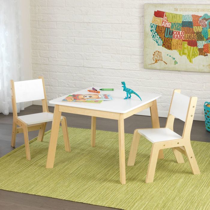 KidKraft Moderní set stůl a 2 židle bílé - obrázek 3