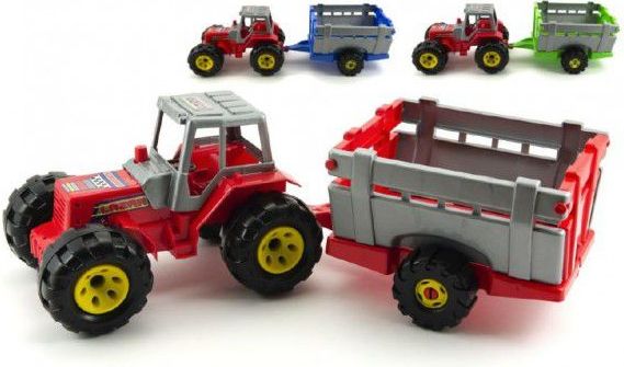 Teddies Traktor s přívěsem plast 51cm v síťce - obrázek 1
