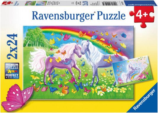 RAVENSBURGER Puzzle Duhoví koníci 2x24 dílků - obrázek 1