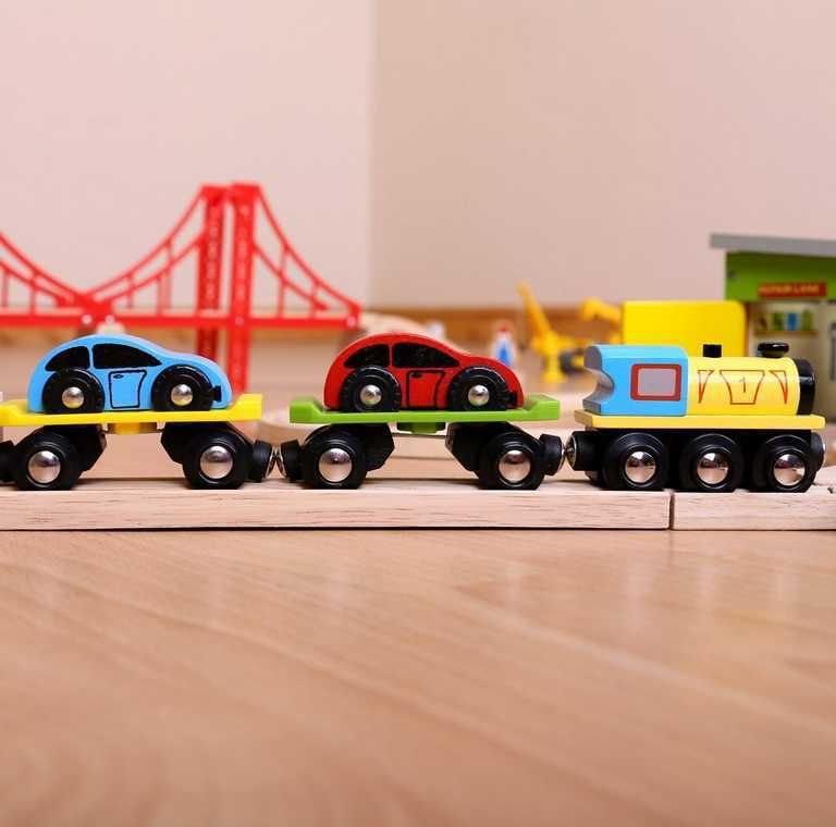 Bigjigs Rail Nákladní vlak s auty a kolejemi - obrázek 2