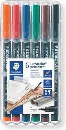 Permanentní popisovač "Lumocolor 313", 6 barev, 0,4mm, STAEDTLER, blistr 6 ks - obrázek 1