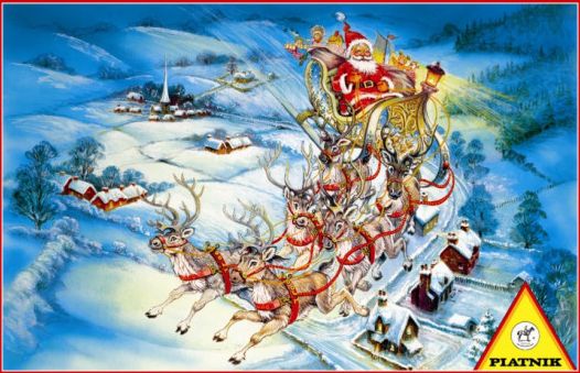 PIATNIK Puzzle Vánoce: Santa na saních 1000 dílků - obrázek 1