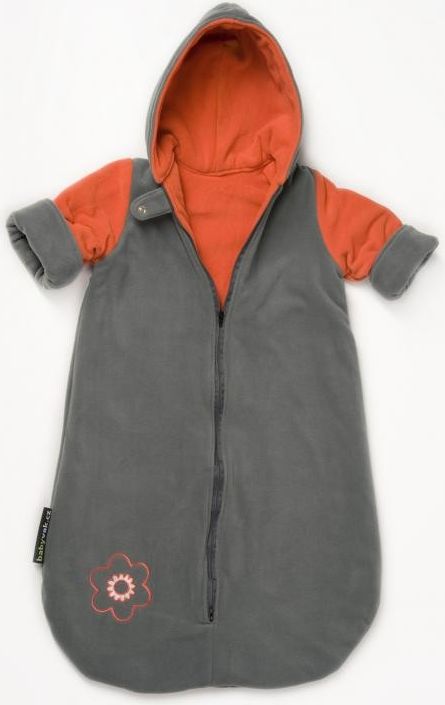 Babyvak Spacák fleecový s rukávy šedá/oranžová - obrázek 1