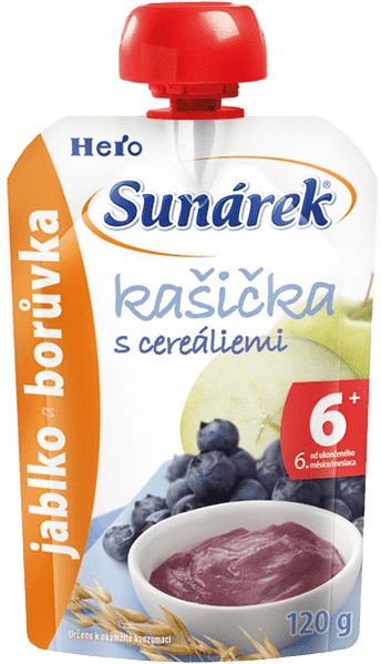 6x SUNÁREK Kašička s cereáliemi jablko a borůvka (120 g) - obrázek 2