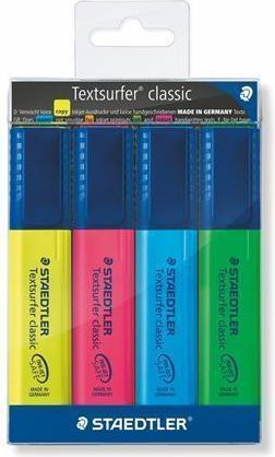 Zvýrazňovač "Textsurfer classic 364", 4 barvy, 1-5mm, STAEDTLER, blistr 4 ks - obrázek 1