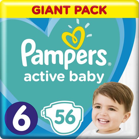 PAMPERS Active Baby 6 (13-18 kg) 56 ks GIANT PACK – jednorázové pleny - obrázek 1