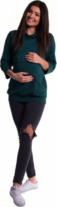 Be MaaMaa Těhotenské a kojící teplákové triko - tmavě zelené, vel. XXL - obrázek 1