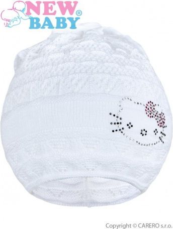 Pletená čepička-šátek New Baby kočička bílá, Bílá, 104 (3-4r) - obrázek 1