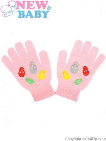 Dětské zimní rukavičky New Baby Girl světle růžové, Růžová, 122 (6-7 let) - obrázek 1
