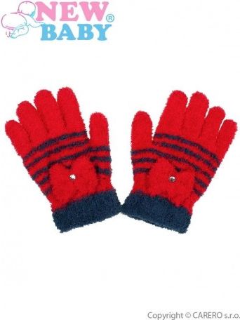 Dětské zimní froté rukavičky New Baby červené, Červená, 110 (4-5r) - obrázek 1