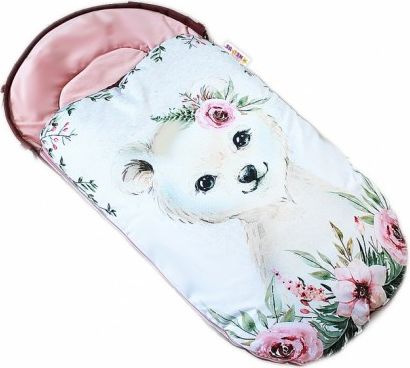 Dětský fusák Baby Nellys WINTER LUXURY velvet, 105 x 55 cm - medvídek / pudrově růžová - obrázek 1