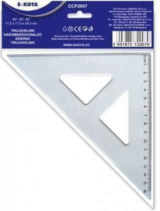 Trojúhelníkové pravítko, plastové, 45°, 16 cm, SAKOTA - obrázek 1