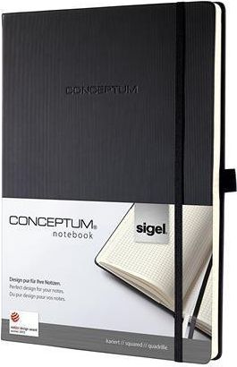 Záznamní kniha "Conceptum", černá, čtverečkovaná, tvrdé desky, A6, 194 listů, SIGEL - obrázek 1