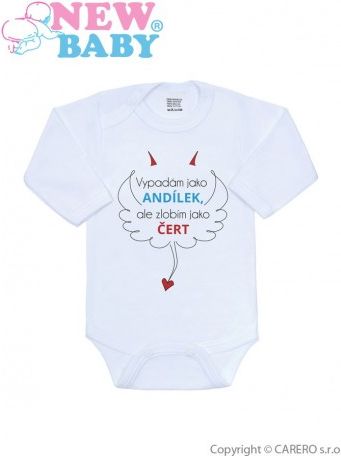 Body s potiskem New Baby Vypadám jako ANDÍLEK, ale zlobím jako ČERT, Červená, 74 (6-9m) - obrázek 1