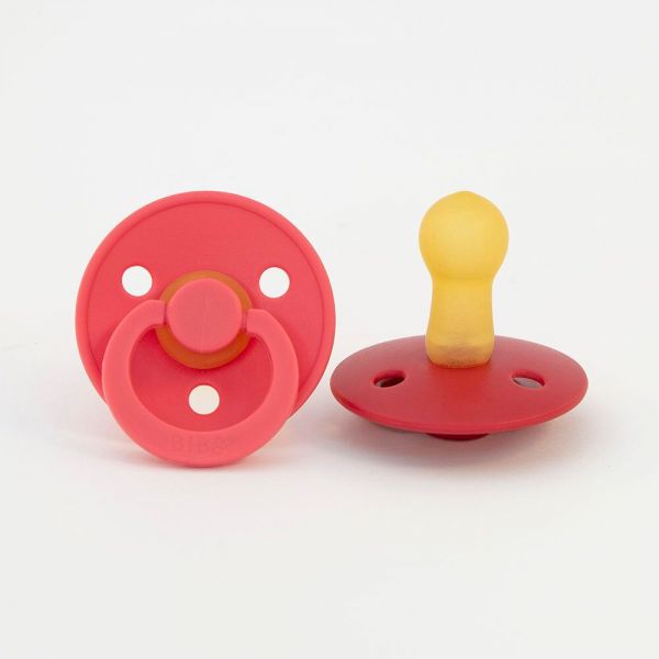 BIBS Dudlíky z přírodního kaučuku 2ks - velikost 1, coral-ruby - obrázek 1