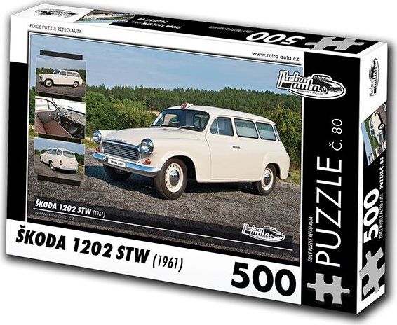 RETRO-AUTA Puzzle č. 80 Škoda 1202 STW sanitní vůz (1961) 500 dílků - obrázek 1