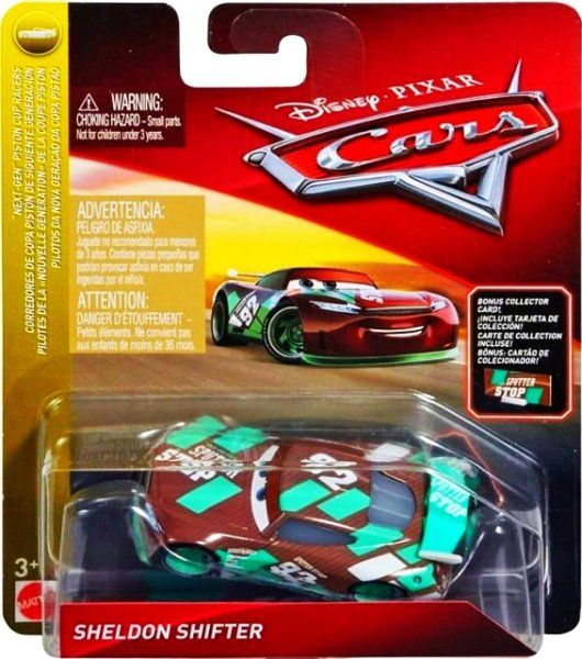 CARS 3 (Auta 3) - Sheldon Shifter Nr. 92 + sběratelská karta na stojánku - obrázek 1