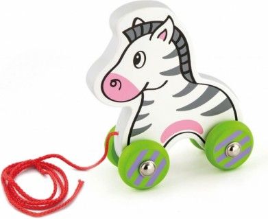 Edukační dřevěná hračka 15,5 cm tahací - Zebra - obrázek 1