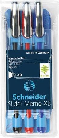 Kuličkové pero "Slider Memo", 3 barvy, 0,7mm, s uzávěrem, SCHNEIDER, set 3 ks - obrázek 1