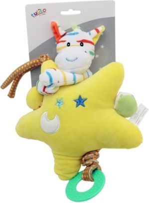Závěsná plyšová hračka Tulilo s melodií Zebra s hvězdou, 22 cm - žlutá - obrázek 1
