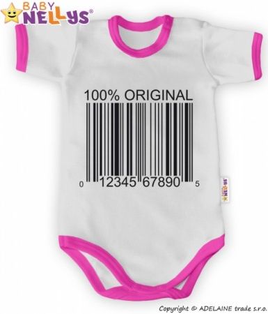 Body krátký rukáv 100% Originál - šedé/růžový lem - obrázek 1